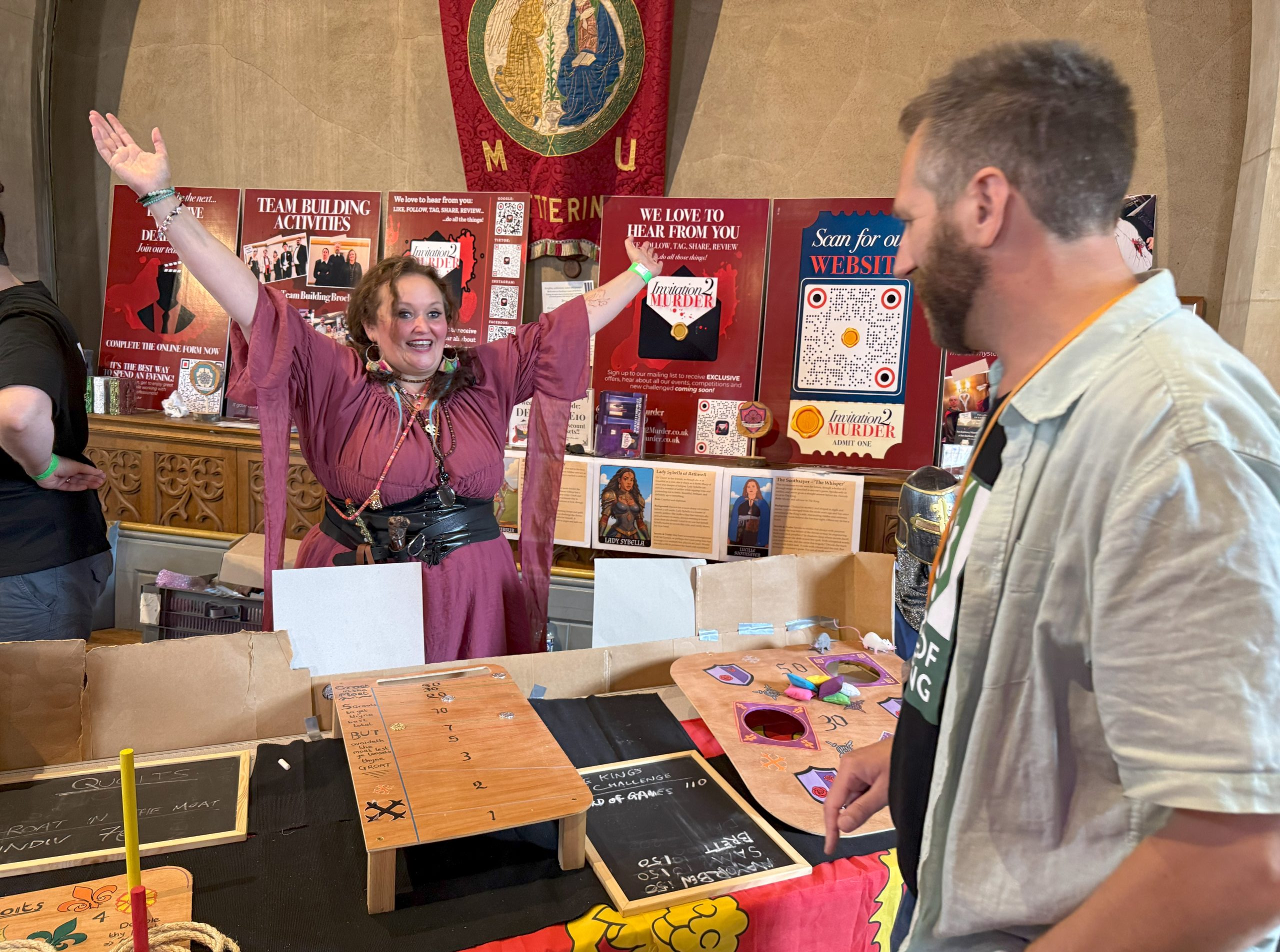 Lucille the Soothsayer celebrating a win at her medieval games