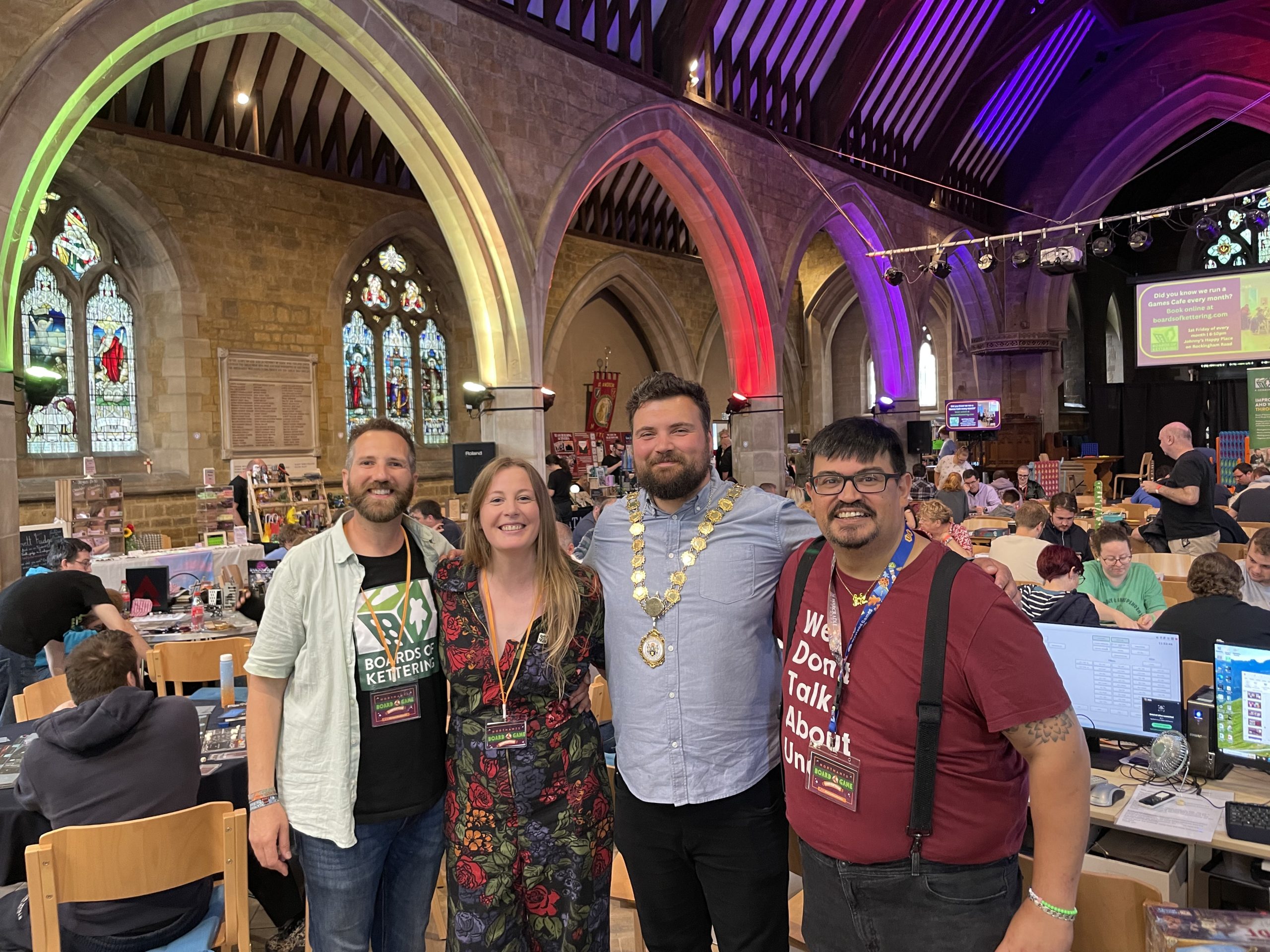 Organisers, Dez Dell, Polly Shackleton and Gavin Price with Mayor of Kettering, Ben Jameson